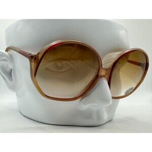 New 1970s Vintage Oversize Sunglasses NOS | Large Round Plastic Brown Fade Lens